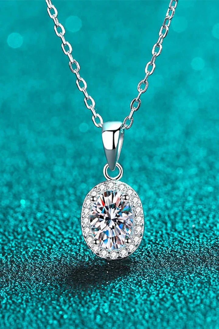 Elegant 1 Carat Moissanite Pendant Necklace in 925 Sterling Silver with Rhodium Plating, Crafted in Aotearoa