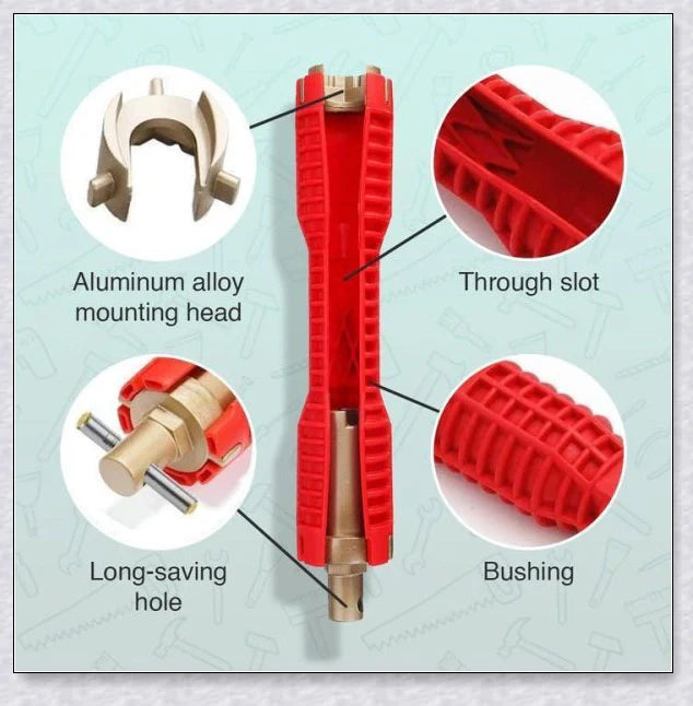 The Plumber's Sink Wrench - a versatile, high-quality tool designed for easy access to tight spaces in plumbing installations and repairs.