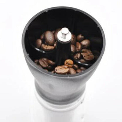 Trendy Coffee Grinder in Black and Red - A manual coffee grinder with precision ceramic burrs for a consistent grind and elevated coffee experience