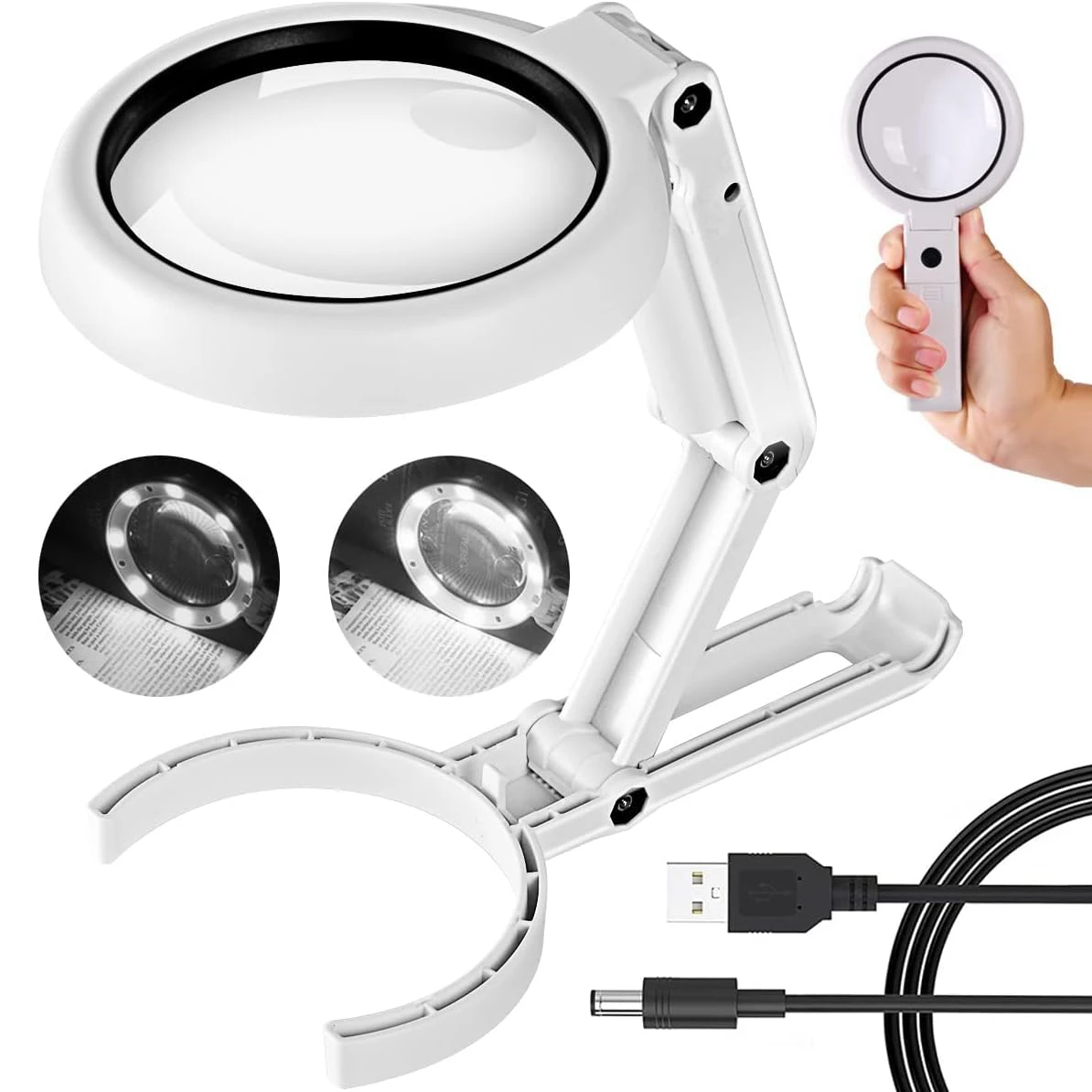 Kiwi-made desk magnifier with 5X and 10X optical acrylic lenses and LED lighting for precision work