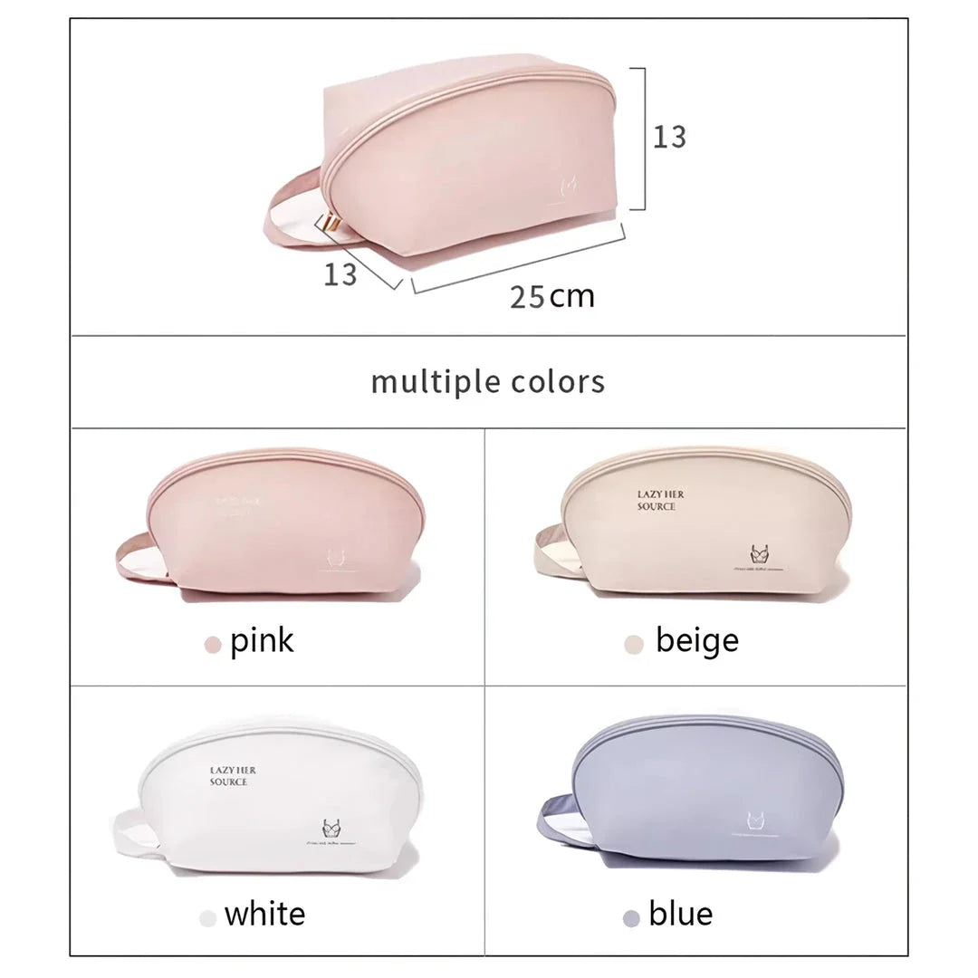 Compact Travel Underwear and Lingerie Organizer Bag in beige, pink, white, and blue colours