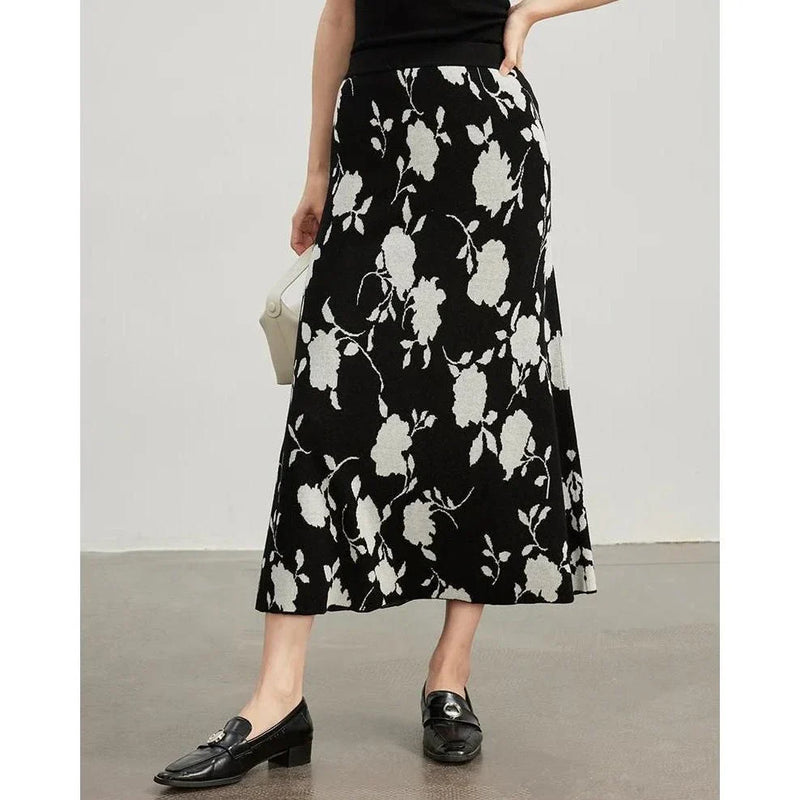 Shopfluxpro NZ Timeless Floral Woollen Knit Skirt - Perfect for Chilly Kiwi Winters