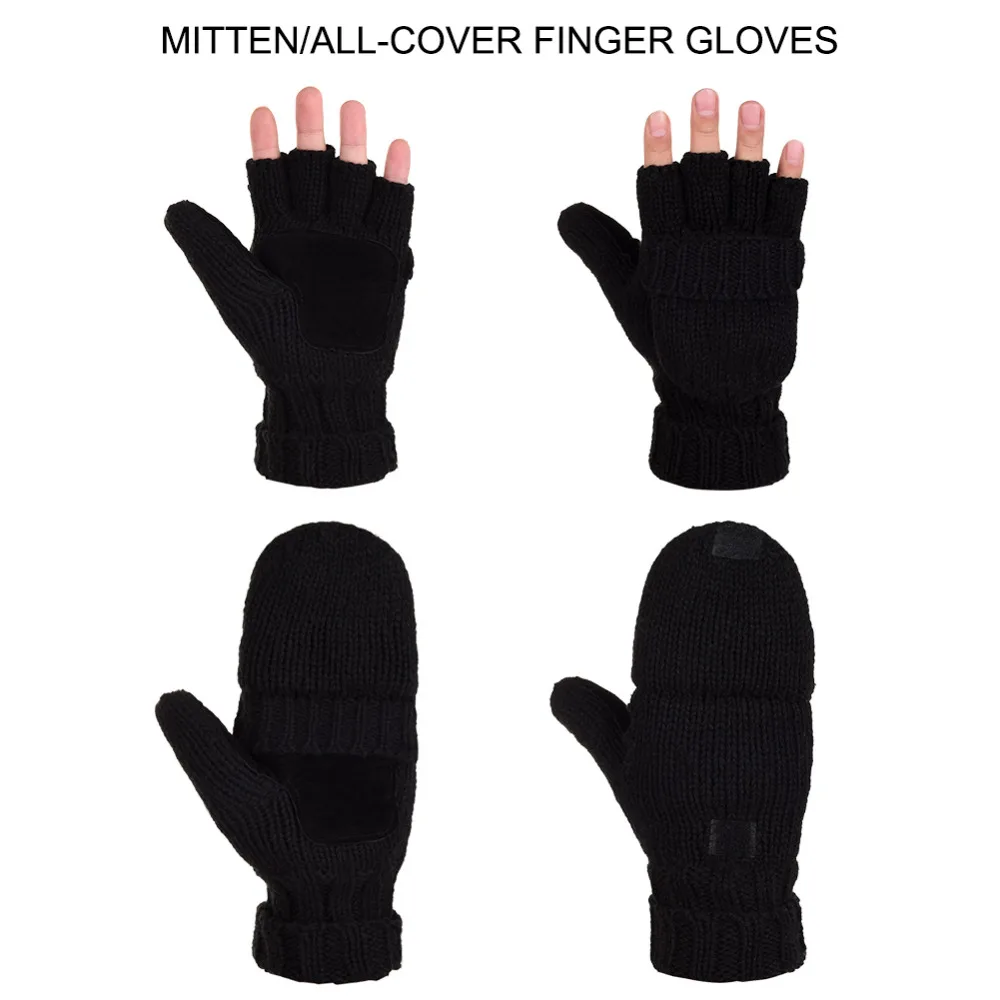 Warm and convenient woollen fingerless gloves with flip-top mittens in a range of neutral colours