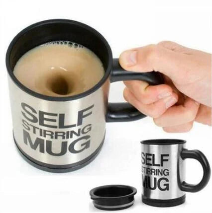 Automatic Lazy Self Stirring Magnetic Mug made of 304 stainless steel and food-grade plastic for effortless beverage mixing