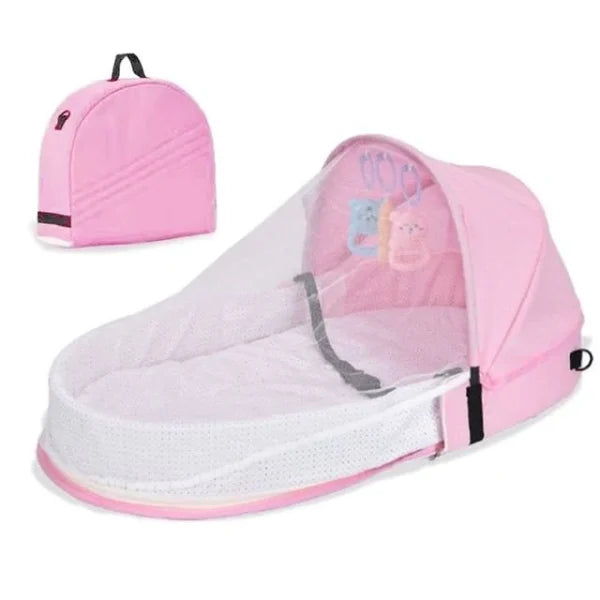 Portable Baby Bed with Mosquito Net and Sun Canopy for Safe and Comfortable Travel with Kiwi Families