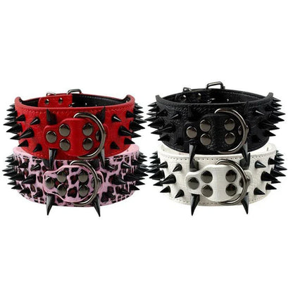 A stylish pet collar with a punk-inspired design, featuring metal accents and an adjustable fit for comfortable wear