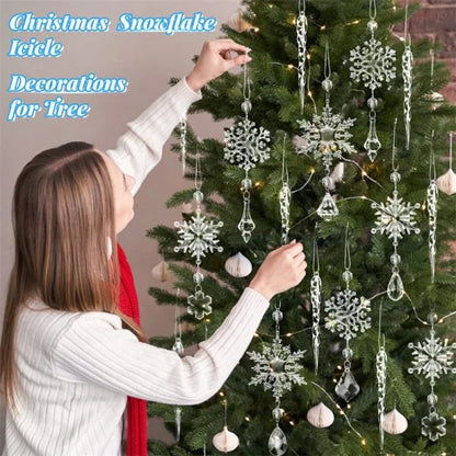 Clear acrylic icicle ornaments with hanging holes, perfect for decorating Christmas trees and creating festive DIY projects in New Zealand