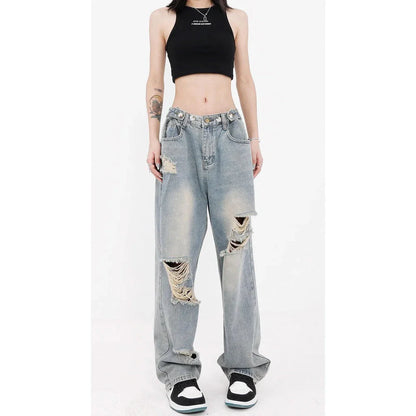 Stylish wide-leg gradient wash jeans with high-waist design, practical features, and edgy street-style vibe for the modern Kiwi woman