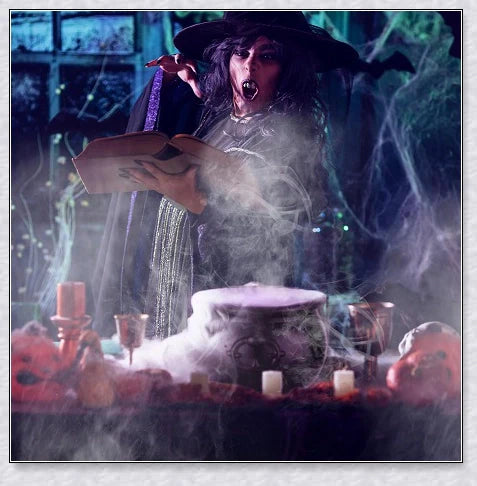 A bewitching Halloween mist maker with color-changing LED lights, perfect for setting a spooky atmosphere in your Kiwi home.