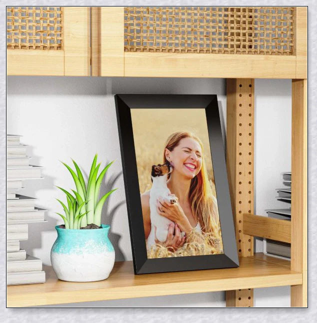 Smart Electronic Wifi Digital Photo Video Picture Frame Display showcasing vibrant images and videos on a high-definition 10-inch IPS screen