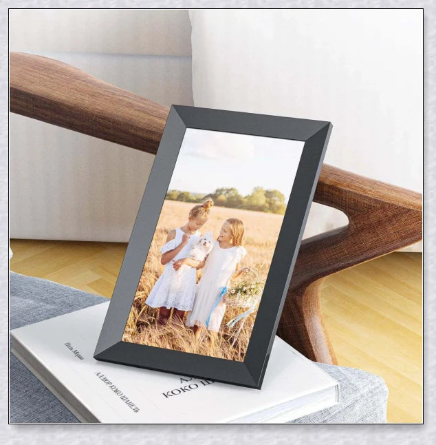 Smart Electronic Wifi Digital Photo Video Picture Frame Display showcasing vibrant images and videos on a high-definition 10-inch IPS screen