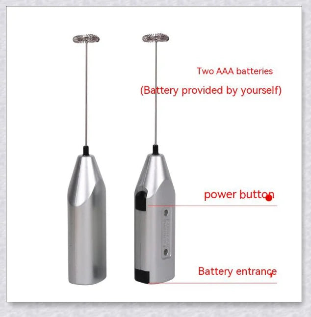 Compact, stainless steel milk frother with one-touch operation for creating cafe-style foam for coffee drinks