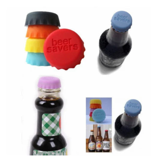 Assortment of colourful silicone wine bottle caps in red, blue, green, yellow, purple, and pink shades, designed to preserve freshness and add a touch of Kiwi style to your home.