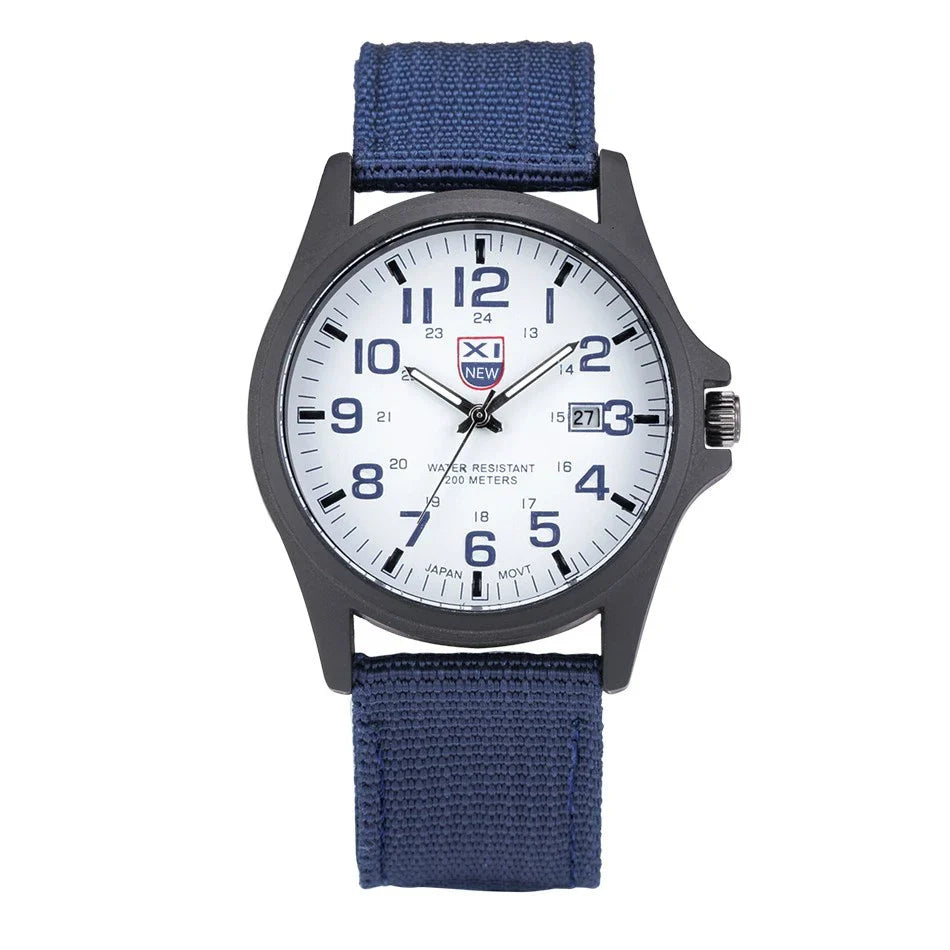 Canvas Strap Calendar Movement Quartz Watch in New Zealand-inspired design with minimalist style and functional features