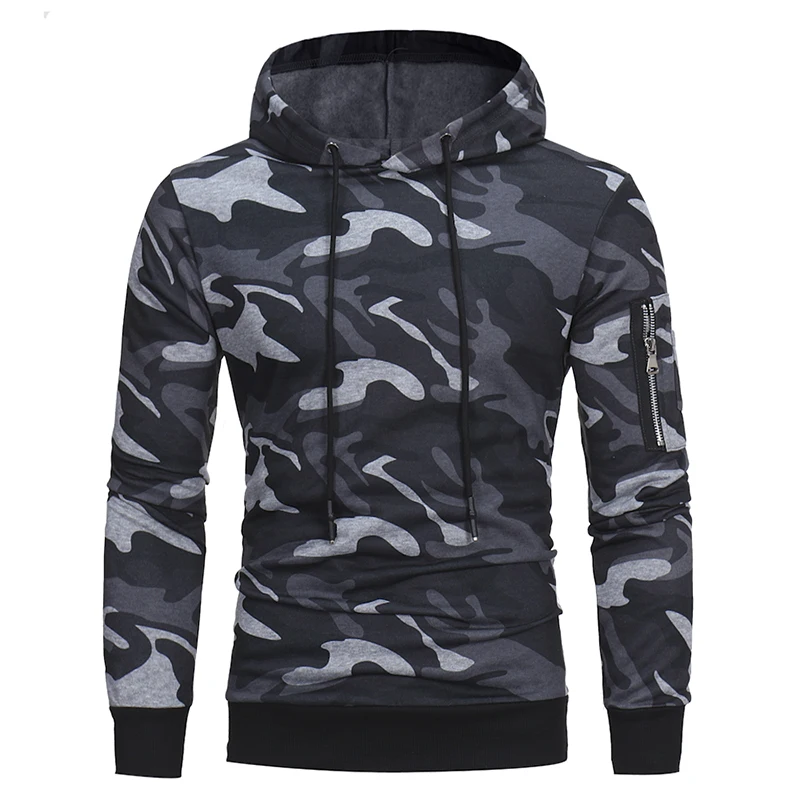 Delta 433 Tactical Camo Hoodie in green and gray colors, featuring a zipped side pocket, drawstring hood, and reinforced construction for durable Kiwi style and performance.