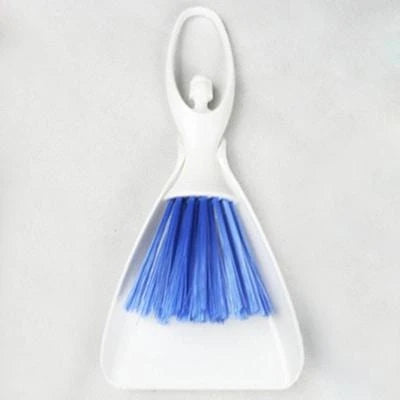 Eco-friendly small animal cage cleaning kit with brush and dustpan in white and blue colours