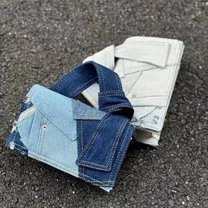 Stylish Kiwi denim crossbody bag with chic applique decoration and ample storage space