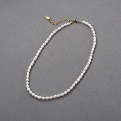 Trendha Natural Freshwater Pearl Necklace with Adjustable 18K Gold-Plated Chain