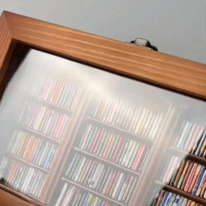 Compact wooden bookshelf toy with paper 'books' for anxiety relief and mindfulness, made in New Zealand