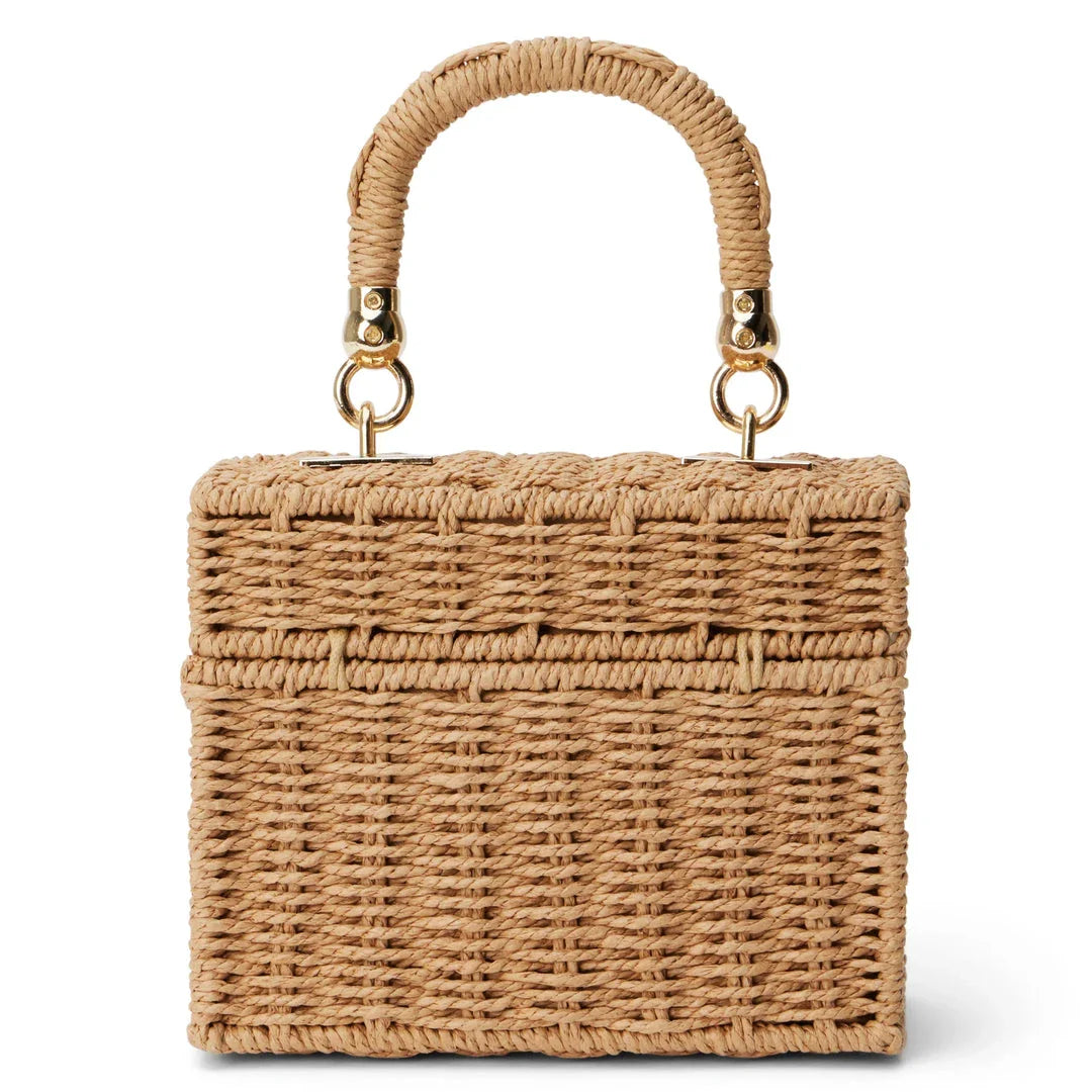 Stylish straw beach bag with detachable strap, perfect for Kiwi summer outings and adventures