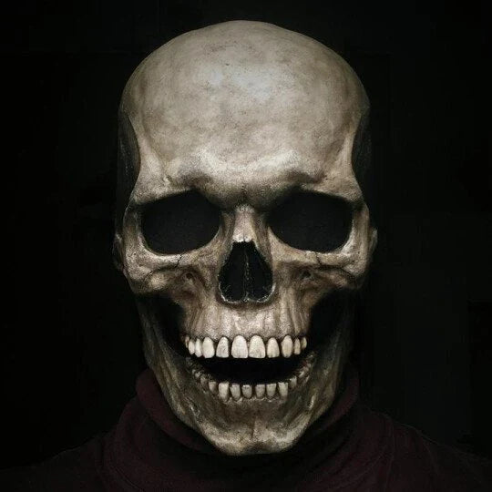 Bone-Chilling Full Head Skull Helmet with Movable Jaw - Premium Halloween Disguise