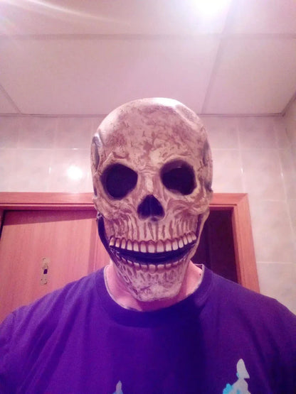 Bone-Chilling Full Head Skull Helmet with Movable Jaw - Premium Halloween Disguise