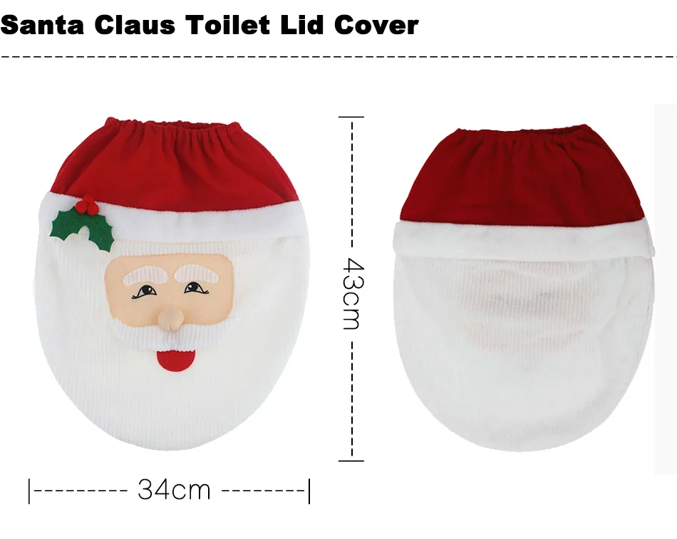 Christmas toilet seat cover sets featuring Santa Claus, Elk, Elf, and Snowman designs to decorate Kiwi bathrooms for the holidays