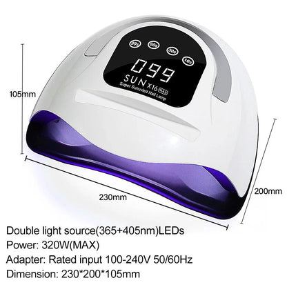 320W High Power UV LED Nail Lamp with 4 Timers and Smart Sensor for Salon-Grade Nails at Home