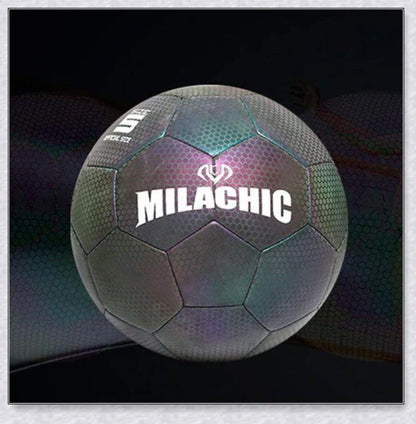 Glow-in-the-dark football night light with premium PU leather construction and unique holographic effect