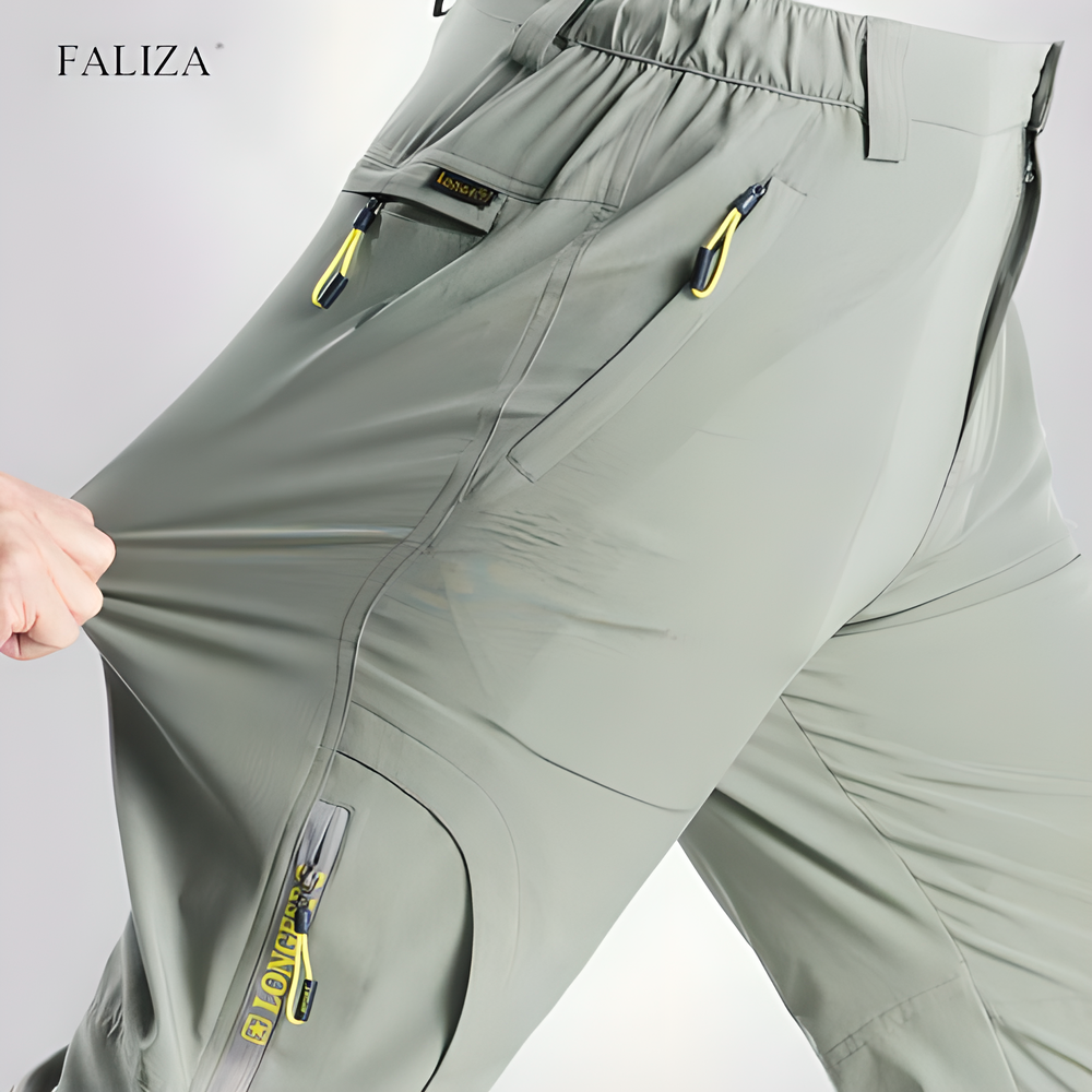 Durable stretch cargo pants for men with multiple pockets and reinforced stitching, ideal for outdoor adventures