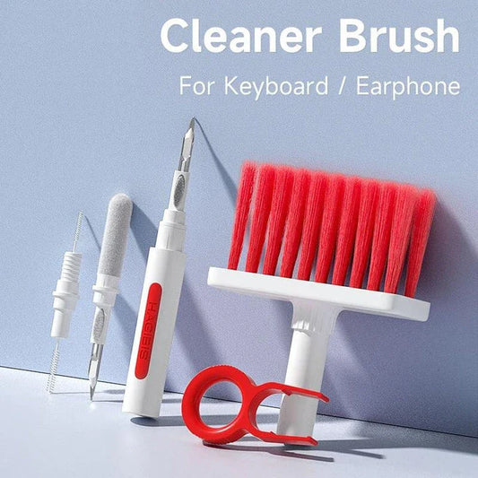 5-in-1 Keyboard and Earphone Deep Cleaning Kit with nylon brush, flocking sponge, and key puller