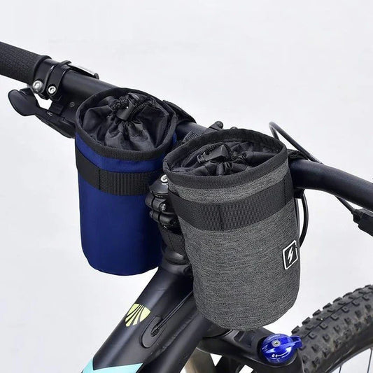 Grey Handlebar Water Bottle Bag with Adjustable Straps and 750ml Capacity