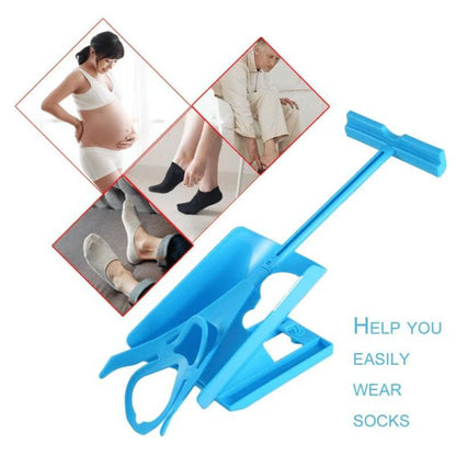 Easy Sock Slider, a device that allows users to effortlessly put on and remove socks without bending or stretching.