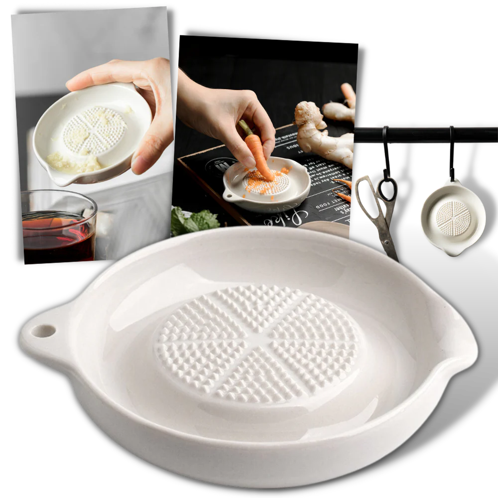 Ceramic Ginger Grater - A safe and efficient kitchen tool for grating, shredding, and mincing ingredients with ease.