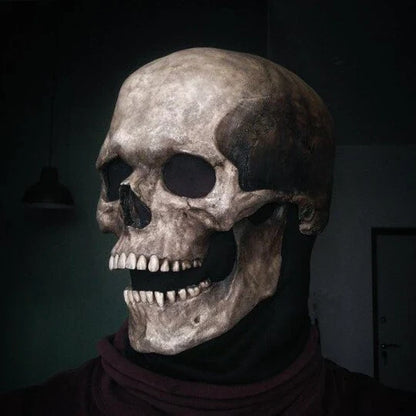 Bone-Chilling Full Head Skull Helmet with Movable Jaw - Premium Halloween Disguise