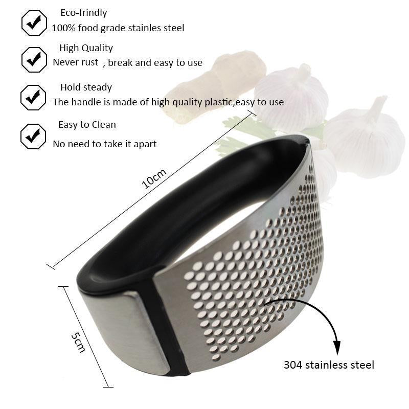 Stainless steel garlic mincer with ergonomic rocking design for quick and easy garlic preparation