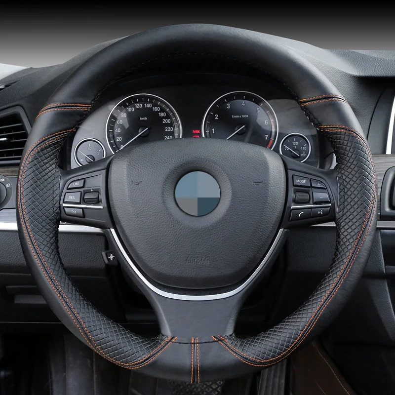 DIY Genuine Leather Steering Wheel Cover in various colors, providing a stylish and functional upgrade for your car's interior.