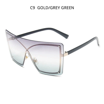 Fashionable Oversized Flat Top Sunglasses with a sleek, rimless design and gradient lenses for style and UV protection