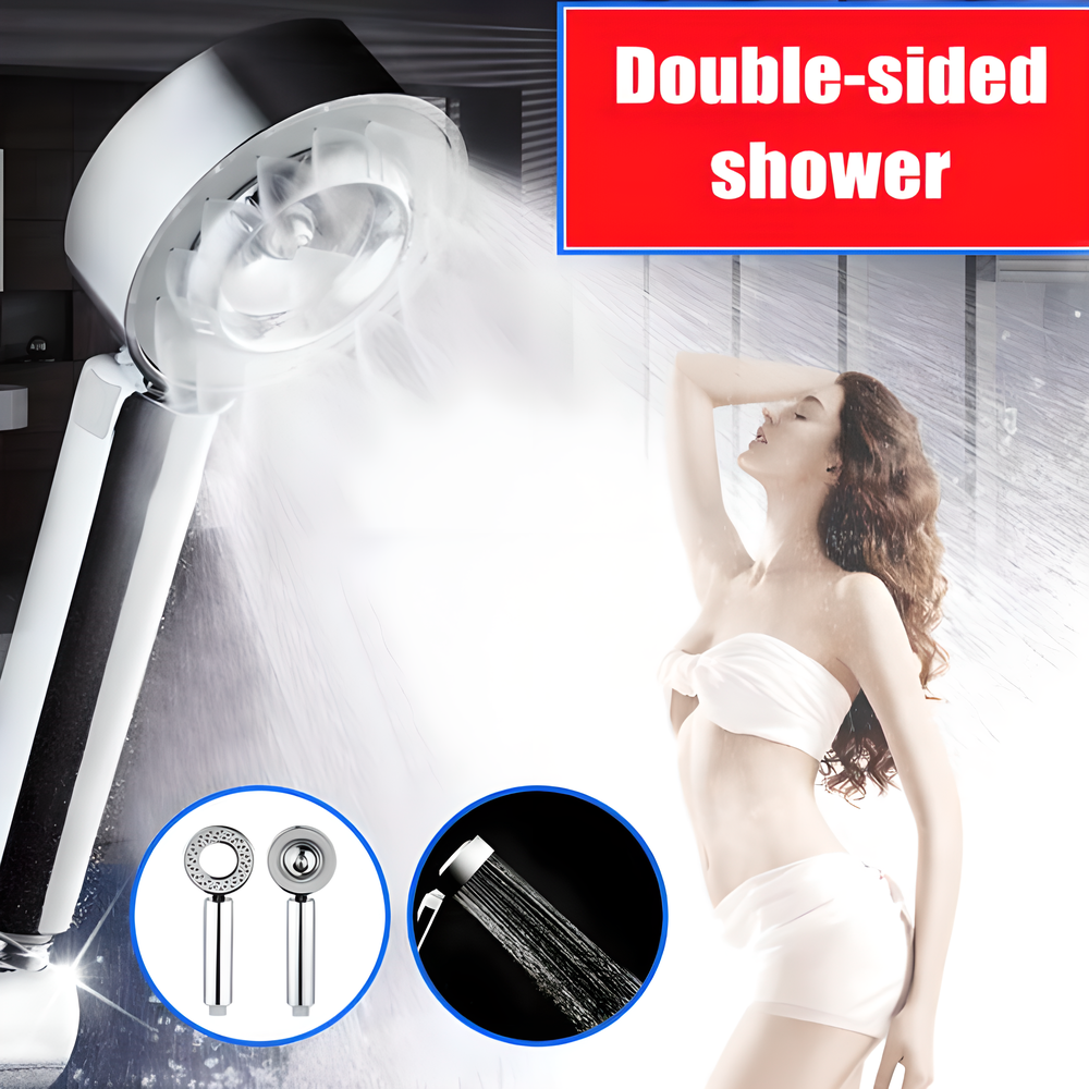 Dual-sided shower head with three spray modes and integrated shampoo holder - the ultimate bathroom upgrade for busy Kiwis