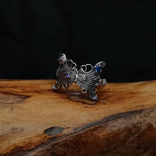 Vintage Gothic Butterfly Ring - A Timeless New Zealand Accessory with a Stunning Silver Butterfly Motif