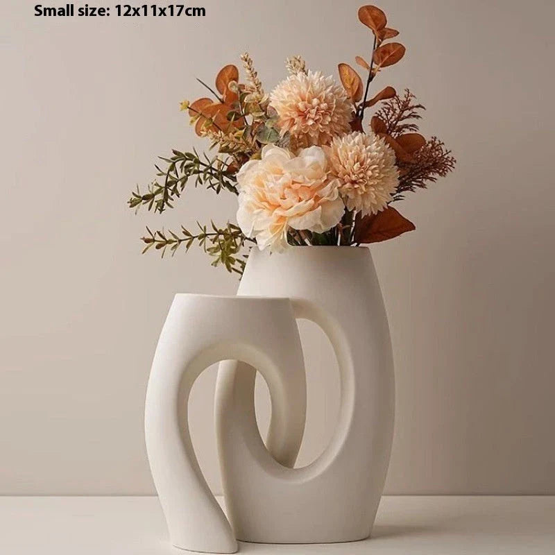 Stylish ceramic vase with abstract, shaped cross design in various color options to elevate modern home decor