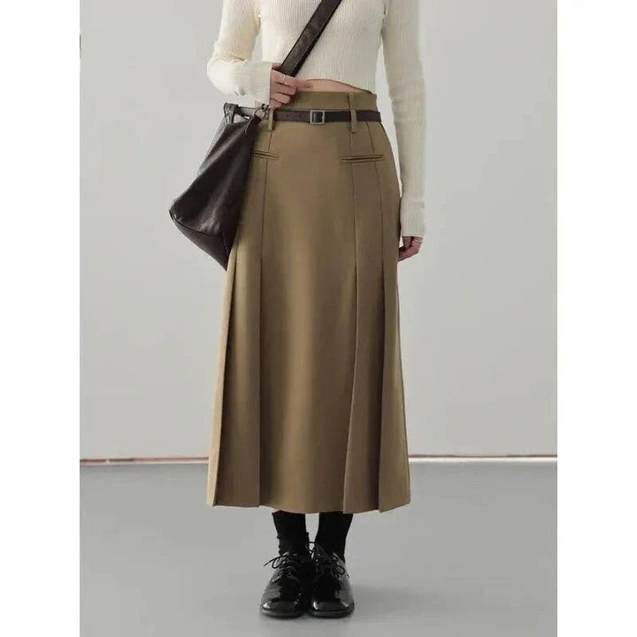 Elegant High Waist Pleated A-Line Skirt in a premium fabric blend, designed for the modern Kiwi woman