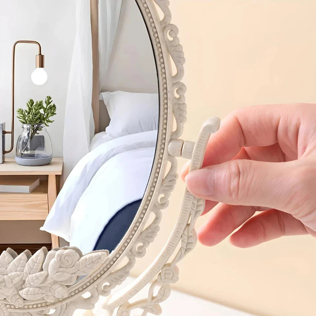 A Nordic-inspired decorative makeup mirror with a vintage flip design and high-definition glass surface, perfect for enhancing any New Zealand home's style and beauty.