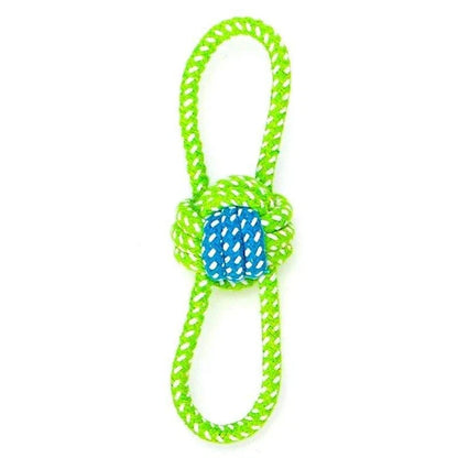 Eco-friendly cotton rope toy for Kiwi pets, available in green and orange colors