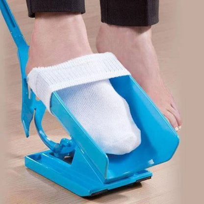 Easy Sock Slider, a device that allows users to effortlessly put on and remove socks without bending or stretching.