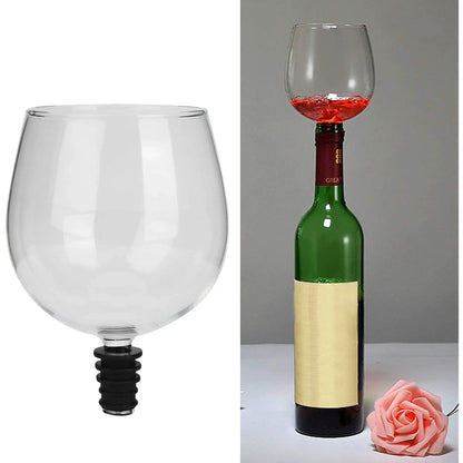 Premium borosilicate glass wine glass topper that transforms any wine bottle into a personal wine glass