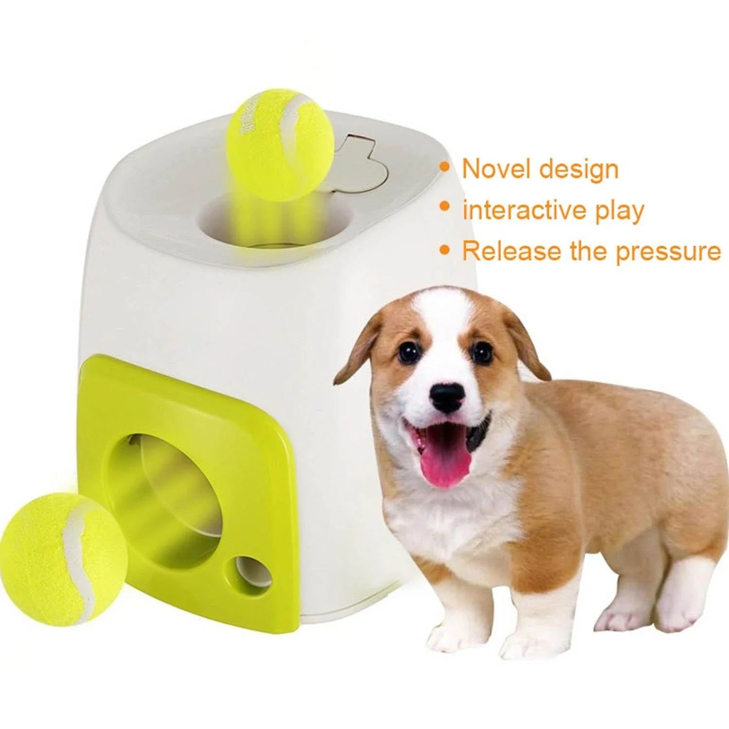 Automatic Tennis Ball Launcher: Interactive indoor and outdoor toy for dogs with adjustable launch distance and power options