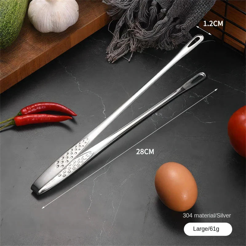 Premium 304 stainless steel grill tongs with a sleek, modern design for secure gripping and easy cleaning