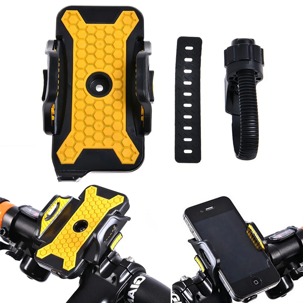 A sturdy and secure universal bicycle phone mount with adjustable arms and anti-slip silicone mats to hold your device in place while cycling.