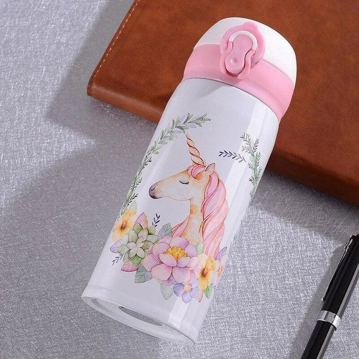 Eco-friendly Kiwi Unicorn Thermos made of premium stainless steel, keeping drinks hot or cold for hours